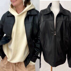 A Collezioni Italy Faux Leather Classic Black Motorcycle Jacket Men’s XL UNISEX